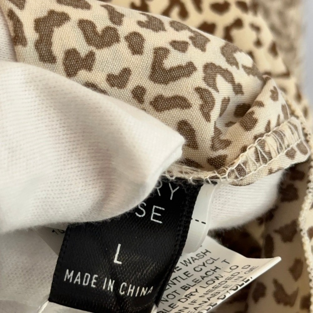 Emery Rose Leopard Print Babydoll Dress Brown Sleeves Tiered Casual SZ L - Picture 5 of 16